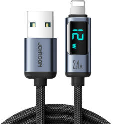 JOYROOM USB - Lightning Kábel Kijelzővel - 1.2m 2.4A - Fekete (S-AL012A16)