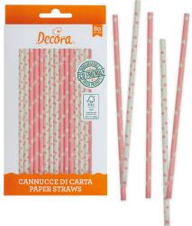 Decora Papír szívószálak 80db rózsaszín - Decora (0350107)