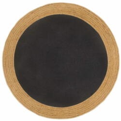 vidaXL fekete és természetes színű fonott juta-pamut kisszőnyeg 120 cm 344970