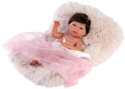 Llorens Llorens: Nica 40cm-es baba szőrös szürke párnával (73804) - jatekshop