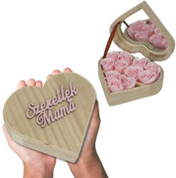 Szappanrózsa szív dobozban "Szeretlek mama" felirattal rózsaszín (CCR91098_RSZ)