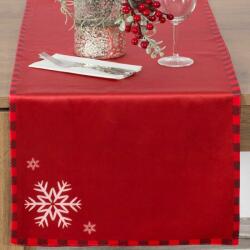 Eurofirany Rudolf bársonyos felszínű karácsonyi asztali futó Piros 40x140 cm