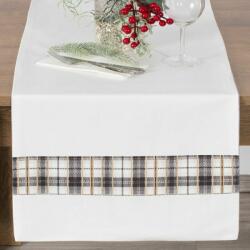 Eurofirany Angel bársonyos tapintású karácsonyi asztali futó Fehér 40x140 cm