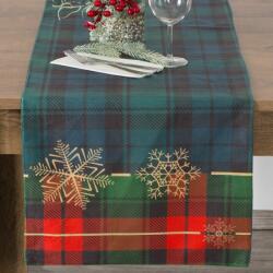 Eurofirany Star bársonyos felszínű karácsonyi asztali futó zöld 40x140 cm