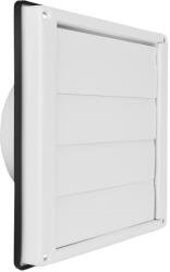 Dalap GM 125 RFNW fehér szellőzőrács homlokzatra, gravitációs zsalu, 180x180 mm / Ø 125 mm