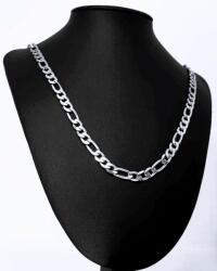 Elegance figaro fazonú nemesacél nyaklánc ezüst kivitelben 50 cm - 60 cm - 70 cm hosszúságban választható 7.5 mm széles (6002)