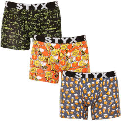 Styx 3PACK férfi boxeralsó Styx hosszú art sportos gumipánt többszínben (3U13724) XL