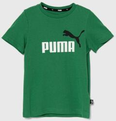 PUMA gyerek pamut póló fekete, nyomott mintás - zöld 92