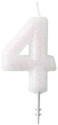 Amscan White, Fehér csillámos gyertya 4-es 6, 5 cm (DPA9904379)