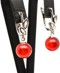 R. M. ékszer Fülbevaló golyó karneol levél záras 10mm (088329)