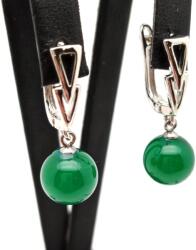 R. M. ékszer Fülbevaló golyó achát szin zöld nyíl záras 10mm (088278)