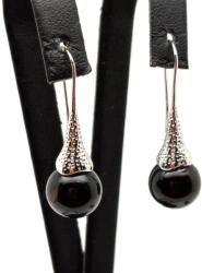 R. M. ékszer Fülbevaló golyó ónix mintás kürt 10mm (087236)