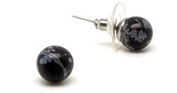 R. M. ékszer Fülbevaló golyó hópehely obszidián 8mm (087666)