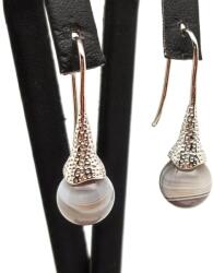 R. M. ékszer Fülbevaló golyó botswana achát mint kürt lógós 10-11mm (087952)