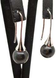 R. M. ékszer Fülbevaló golyó labradorit kürt lógós 11-12mm (087638)