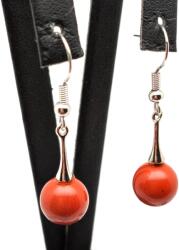 R. M. ékszer Fülbevaló golyó jáspis vörös kis pálca lógós 10-10, 5mm (087291)