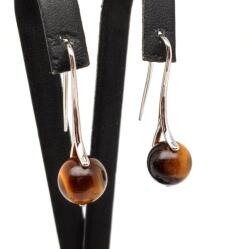 R. M. ékszer Fülbevaló golyó tigrisszem multi ívelt lógós 10-11mm (088437)