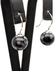 R. M. ékszer Fülbevaló golyó hópehely obszidián bedugós 10-10, 5mm (087667)
