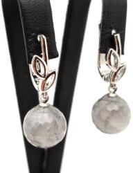 R. M. ékszer Fülbevaló faz golyó achát szin szürke levél záras 12mm (088337)