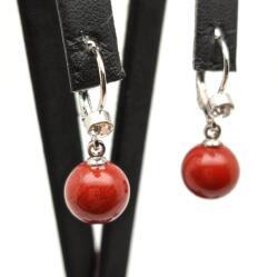 R. M. ékszer Fülbevaló golyó jáspis vörös záras strassz 10-10, 5mm (087286)