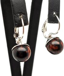 R. M. ékszer Fülbevaló golyó mahagóni obszidián záras 10-10, 5mm (087765)