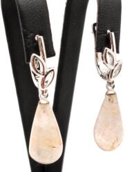 R. M. ékszer Fülbevaló csepp rutilkvarc levél záras 10x20mm (088355)