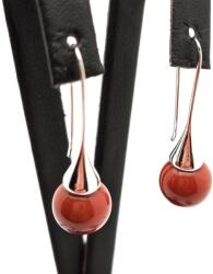 R. M. ékszer Fülbevaló golyó vörös goldstone kürt lógós 10mm (087915)