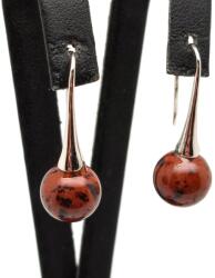 R. M. ékszer Fülbevaló golyó mah obszid kis kürt lógós 10-10, 5mm (087768)