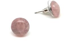 R. M. ékszer Fülbevaló lencse rózsakvarc 10mm (087070)