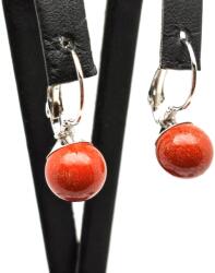 R. M. ékszer Fülbevaló golyó jáspis vörös záras 10-10, 5mm (087284)