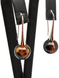 R. M. ékszer Fülbevaló golyó sardonyx kis kürt lógós 10-11mm (087963)
