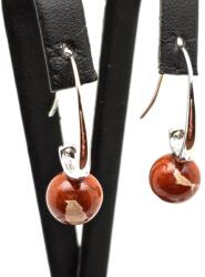 R. M. ékszer Fülbevaló golyó jáspis breccsa íves lógós 10-11mm (087244)