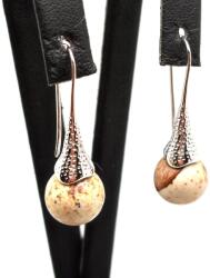 R. M. ékszer Fülbevaló golyó jáspis kép mintás kürt lógós 10mm (088099)