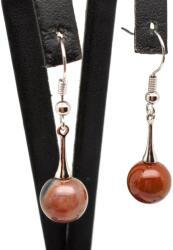 R. M. ékszer Fülbevaló golyó sardonyx kis pálca lógós 10-11mm (087966)