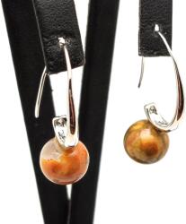 R. M. ékszer Fülbevaló golyó sardonyx íves lógós 10-11mm (087962)