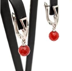 R. M. ékszer Fülbevaló fazettált golyó karneol nyíl záras 8mm (088296)