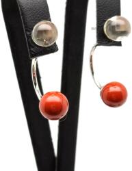 R. M. ékszer Fülbevaló golyó jáspis hegyikristály dupla 7-8mm (087458)