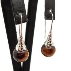 R. M. ékszer Fülbevaló golyó tigrisszem mintás kürt 10mm (087664)