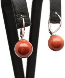 R. M. ékszer Fülbevaló golyó vörös goldstone záras 10-10, 5mm (087911)