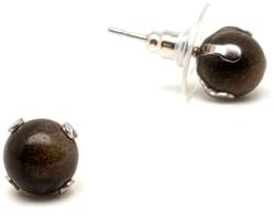 R. M. ékszer Ásvány fülbevalók Fülbevaló acél karmos golyó ezüst obszidián 10mm (087007)