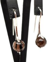 R. M. ékszer Fülbevaló faz golyó füstkvarc ívelt lógós 10-11mm (088449)