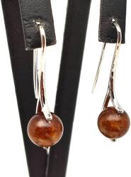 R. M. ékszer Fülbevaló golyó gránát hessonite ívelt lógó 10mm (088476)