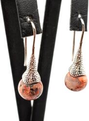 R. M. ékszer Fülbevaló golyó jáspis breccsa mintás kürt lógós 10mm (087247)