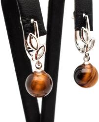 R. M. ékszer Fülbevaló golyó tigrisszem levél záras 10mm (087709)