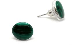 R. M. ékszer Fülbevaló ovális lapos malachit 8x10mm (087081)