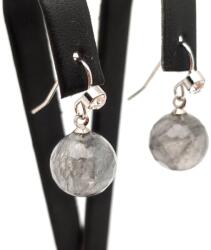 R. M. ékszer Fülbevaló faz golyó achát szin szürke bedugós str 12mm (088319)