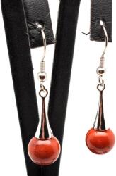 R. M. ékszer Fülbevaló golyó jáspis vörös pálca lógós 10-11mm (087292)