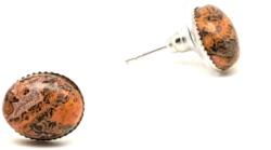 R. M. ékszer Fülbevaló ovális jáspis leopárd fém kerettel 8x10mm (088163)