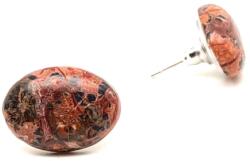 R. M. ékszer Fülbevaló ovális jáspis leopárd 8x10mm (088159)