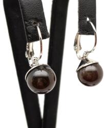 R. M. ékszer Fülbevaló golyó kalcedon flint záras 10-10, 5mm (087472)